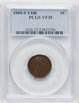 1909-S 1C VDB BN Lincoln Cent PCGS VF35 (506584032)