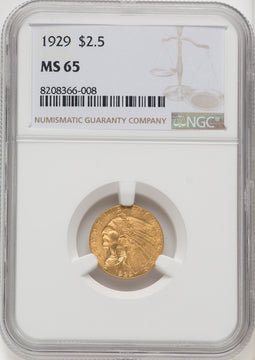 1929 $2.50 Indian Quarter Eagle NGC MS65 (769376015)