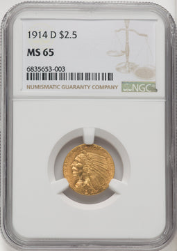 1914-D $2.50 Indian Quarter Eagle NGC MS65 (769947035)