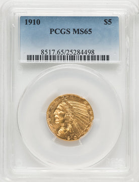 1910 $5 Indian Half Eagle PCGS MS65