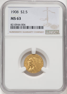 1908 $2.50 Indian Quarter Eagle NGC MS63 (770291014)