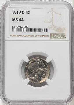 1919-D 5C Buffalo Nickel NGC MS64 (769245008)