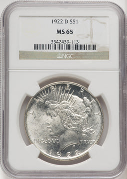 1922-D Peace Dollar NGC MS65