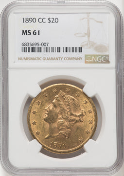 1890-CC $20 Liberty Double Gold Eagle NGC MS61