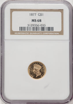 1877 G$1 Gold Dollar NGC MS68