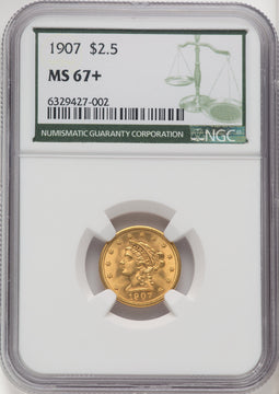 1907 $2.50 Liberty Quarter Eagle NGC MS67+