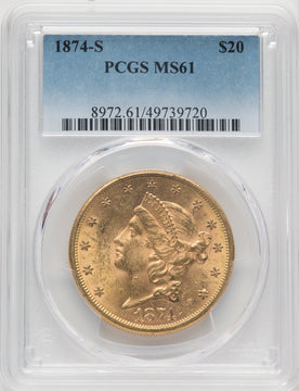 1874-S $20 Liberty Double Eagle PCGS MS61 (572137074)