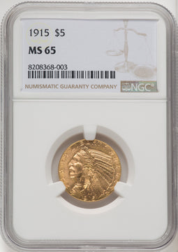 1915 $5 Indian Half Eagle NGC MS65 (769272001)