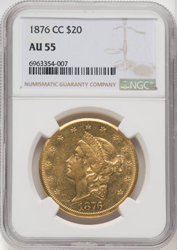 1876-CC $20 Liberty Double Eagle NGC AU55