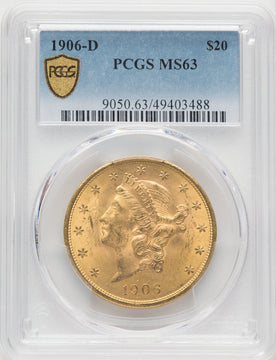 1906-D $20 Liberty Double Eagle PCGS MS63 (506596001)