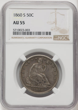 1860-S 50C Seated Half Dollar NGC AU55
