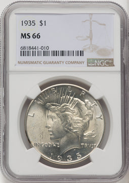 1935 Peace Dollar NGC MS66 (506582016)