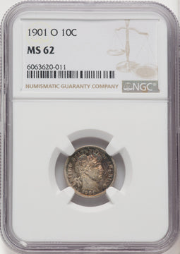 1901-O 10C Barber Dime NGC MS62