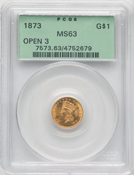 1873 G$1 OPEN 3 Gold Dollar PCGS MS63 (770165053)