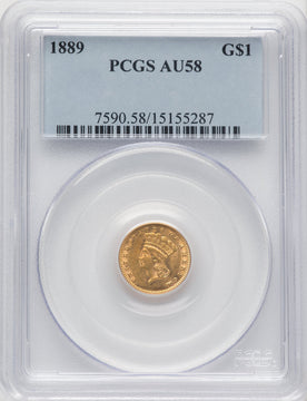 1889 G$1 Gold Dollar PCGS AU58