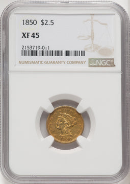 1850 $2.50 Liberty Quarter Eagle NGC XF45