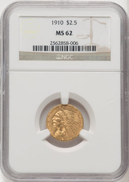 1910 $2.50 Indian Quarter Eagle NGC MS62 (770051068)