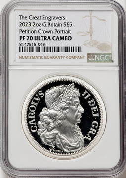 2023 2oz G. Britain Petition Crown Portrait Silver Coin NGC PF70