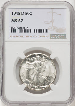 1945-D 50C Walking Liberty Half Dollar NGC MS67 (770353002)