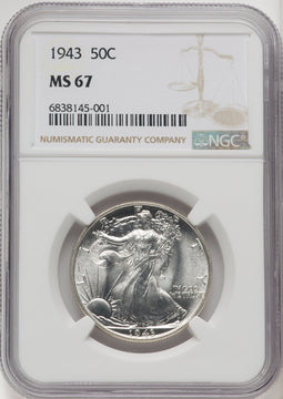 1943 50C Walking Liberty Half Dollar NGC MS67 (767645002)