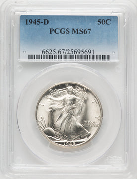 1945-D 50C Walking Liberty Half Dollar PCGS MS67