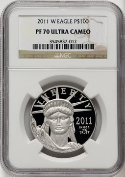 2011-W $100 One-Ounce Platinum Eagle Statue of Liberty Brown Label NGC PF70 (770233004)
