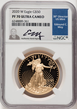 2020-W $50 One-Ounce Gold Eagle NGC PF70 Moy