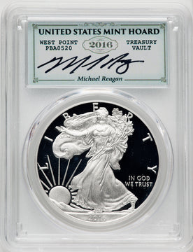 2016-W Silver Eagle Lettered Edge 30th Anniversary Reagan Blue Reagan Legacy Series PCGS PR70