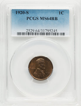 1920-S 1C RB Lincoln Cent PCGS MS64
