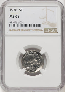 1936 5C Buffalo Nickel NGC MS68 (769947006)