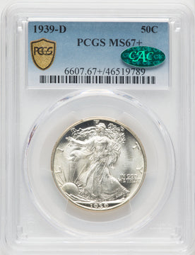 1939-D 50C CAC Walking Liberty Half Dollar PCGS MS67+