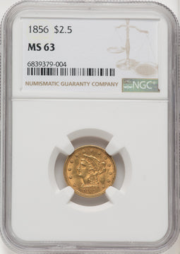 1856 $2.50 Liberty Quarter Eagle NGC MS63