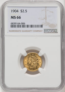 1904 $2.50 Liberty Quarter Eagle NGC MS66 (519743052)