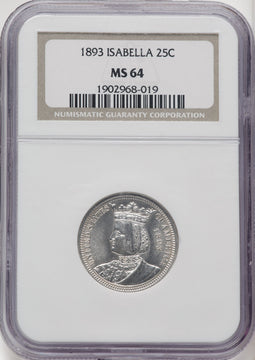 1893 25C Isabella Quarter Commemorative Silver NGC MS64 (770345026)
