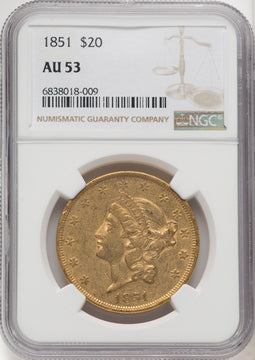 1851 $20 Liberty Double Eagle NGC AU53 (770254036)