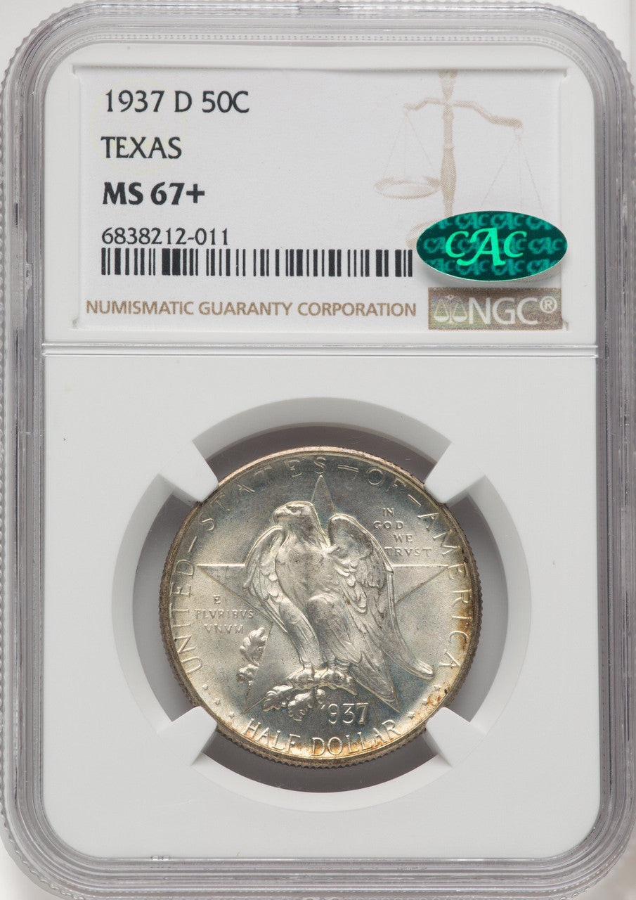 1937-D 50C Texas CAC Commemorative Silver NGC MS67+ | LCR Coin