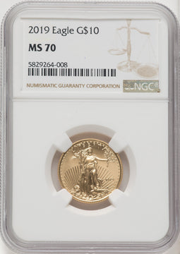 2019 $10 Quarter Ounce Gold Eagle Brown Label NGC MS70