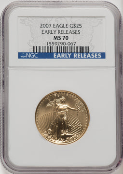 2007 $25 Half-Ounce Gold Eagle First Strike ER Blue NGC MS70