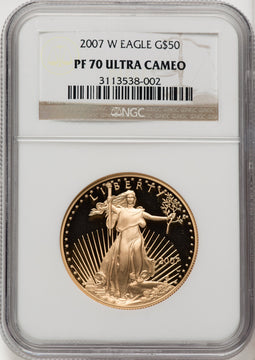 2007-W $50 One-Ounce Gold Eagle Brown Label NGC PF70 (770380003)