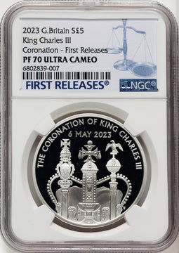 2023 G. Britain Silver King Charles III Coronation NGC PF70UCAM
