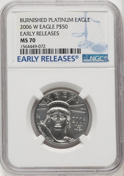 2006-W $50 Half-Ounce Platinum Eagle First Strike Burnished ER Blue NGC MS70