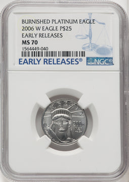 2006-W $25 Quarter-Ounce Platinum Eagle First Strike Burnished ER Blue NGC MS70