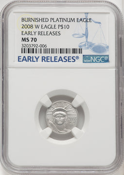 2008-W $10 Quarter-Ounce Gold Eagle First Strike ER Blue NGC PF70