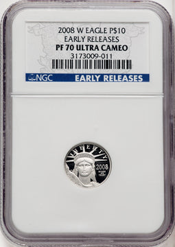 2008-W $10 Tenth-Ounce Platinum Eagle First Strike ER Blue NGC PF70