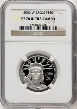 2006-W $50 Half-Ounce Platinum Eagle Statue of Liberty Brown Label NGC PF70 (770462060)