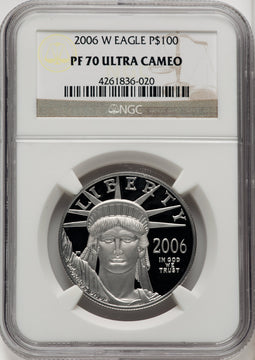 2006-W $100 One-Ounce Platinum Eagle Statue of Liberty Brown Label NGC PF70 (770462061)