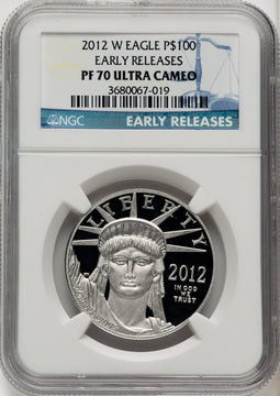 2012-W $100 One-Ounce Platinum Eagle First Strike ER Blue NGC PF70