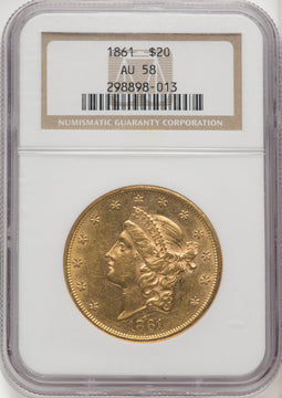 1861 $20 Liberty Double Eagle NGC AU58 (770582033)