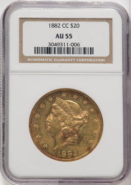 1882-CC $20 Liberty Double Eagle NGC AU55 (770582048)