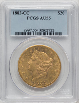 1882-CC $20 Liberty Double Eagle PCGS AU55